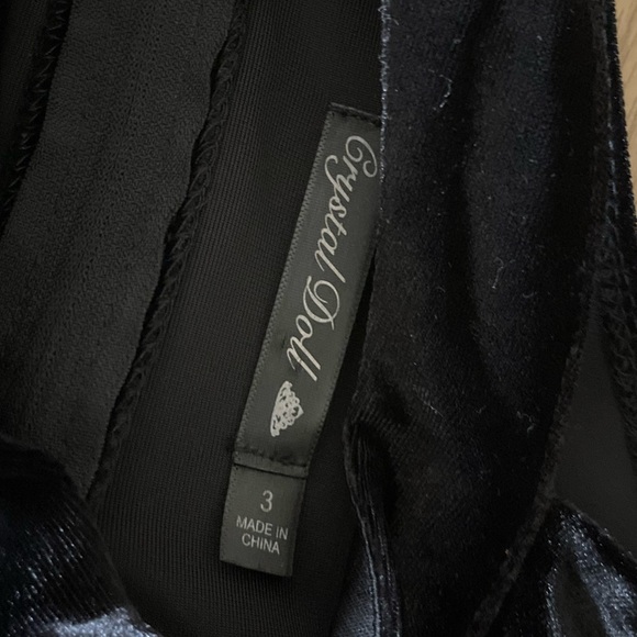 Crystal Doll| Black Velvet Jumpsuit in Flare, Wide Leg, Sleeveless, High Neck••• - Picture 9 of 12